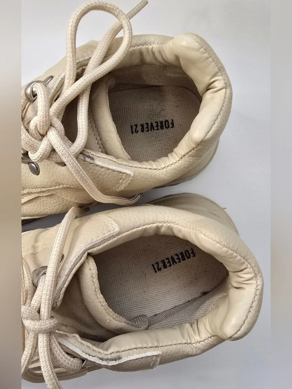 Forever 21 Beige Platform Lace-Up Sneakers